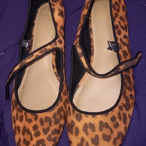 Time and Tru Leopard Print Flats with Black Trim